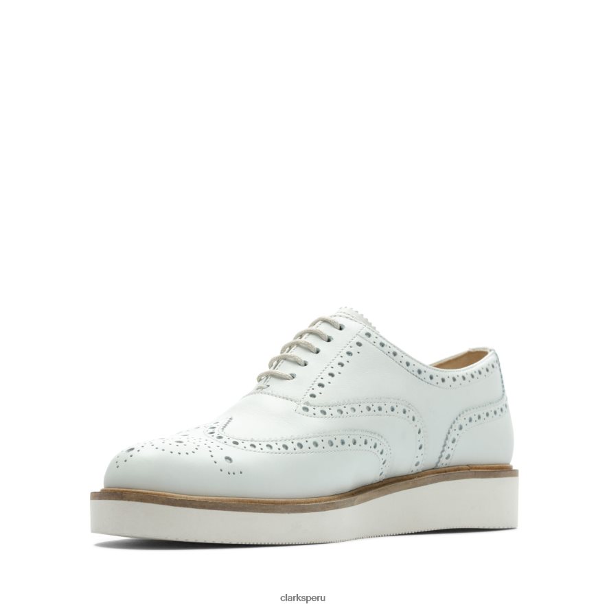 clarks brogue baille de cuero blanco mujer Clarks 40N4LX3388 cuero blanco