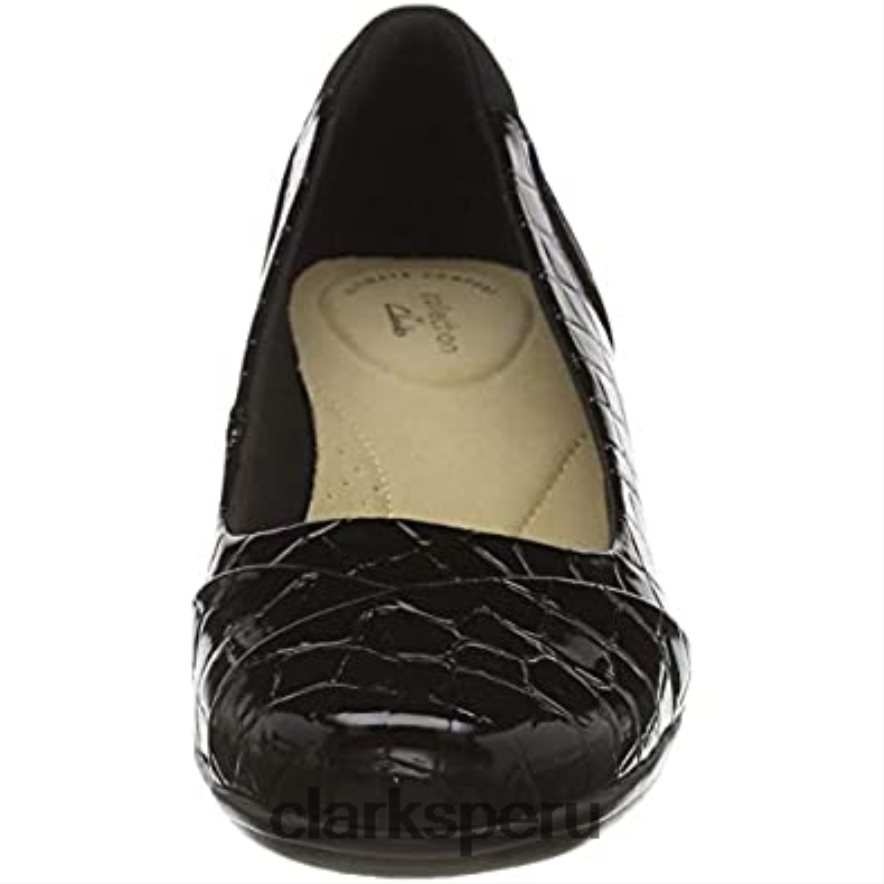 Zapato de vestir clarks black croc emily alexa uniform para mujer mujer Clarks 40N4LX2129 cocodrilo negro