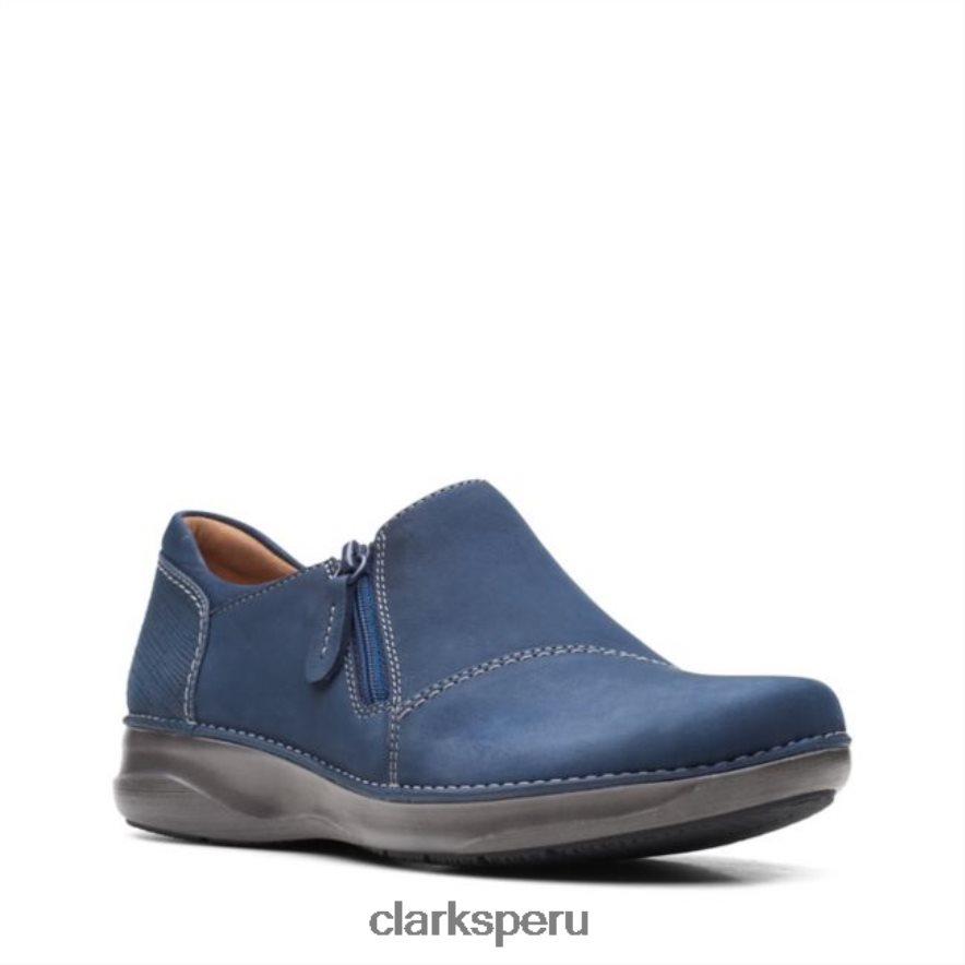 Appley Zip nubuck azul marino nubuck azul marino clarks mujer Clarks 40N4LX6182 nubuck azul marino