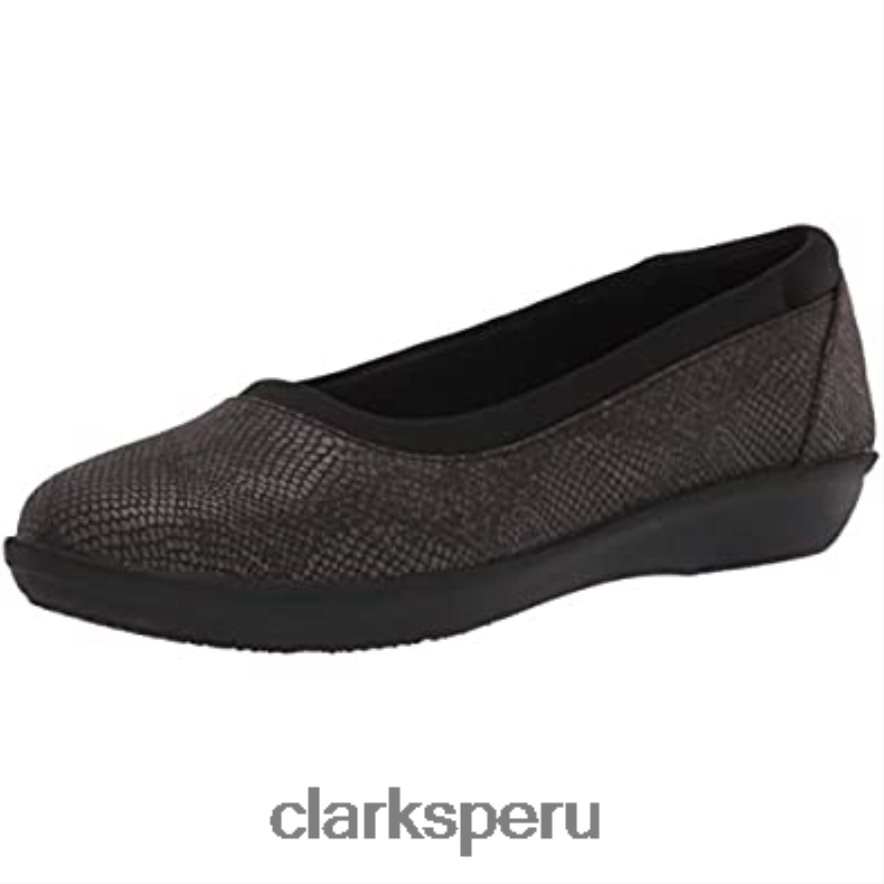 Bailarina baja de mujer clarks negro estampado serpiente sintético mujer Clarks 40N4LX578