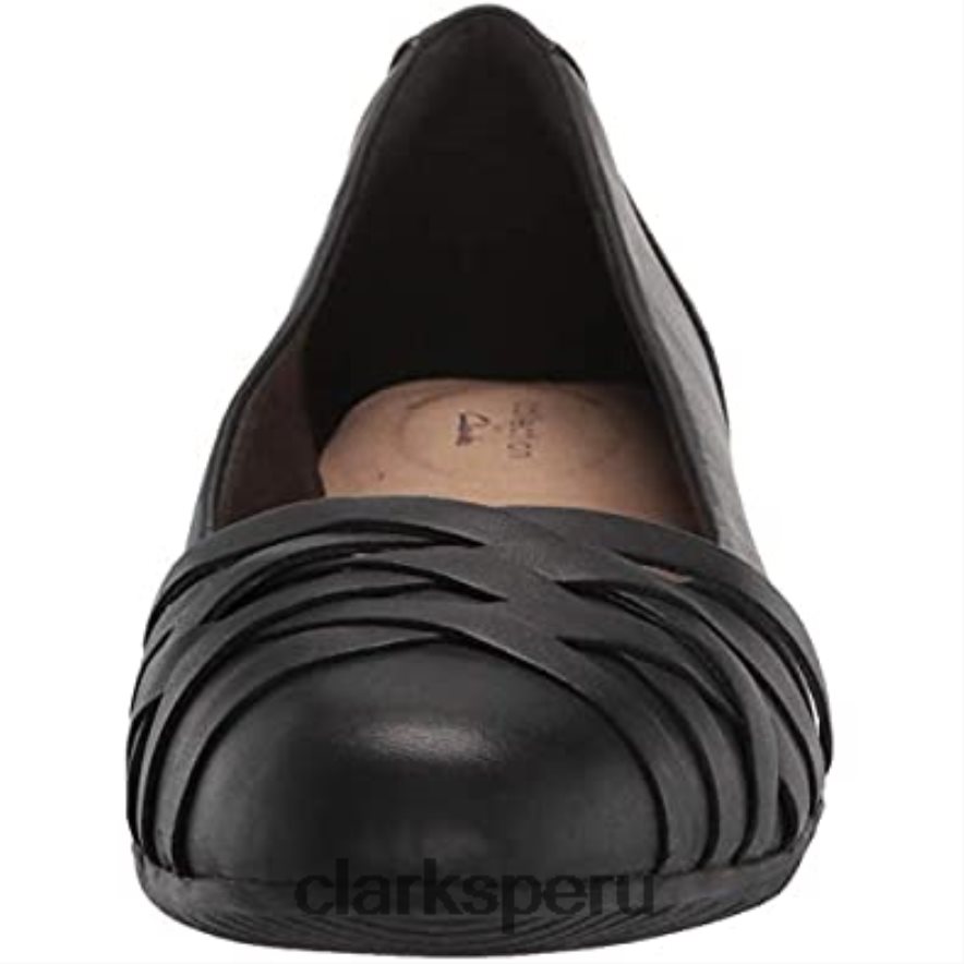 Bailarina clarks sara clover de piel negra para mujer mujer Clarks 40N4LX1656 cuero negro