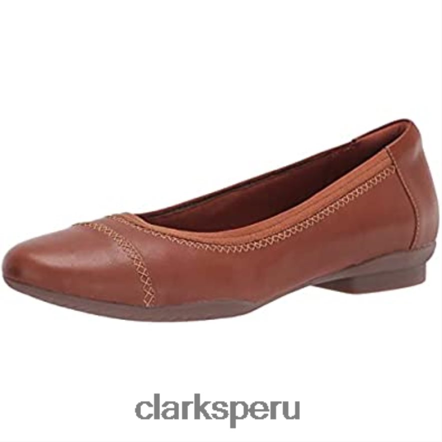 Bailarinas Clarks Sara Orchid de mujer de piel color caramelo mujer Clarks 40N4LX1658 cuero caramelo