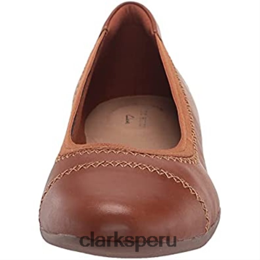 Bailarinas Clarks Sara Orchid de mujer de piel color caramelo mujer Clarks 40N4LX1658 cuero caramelo