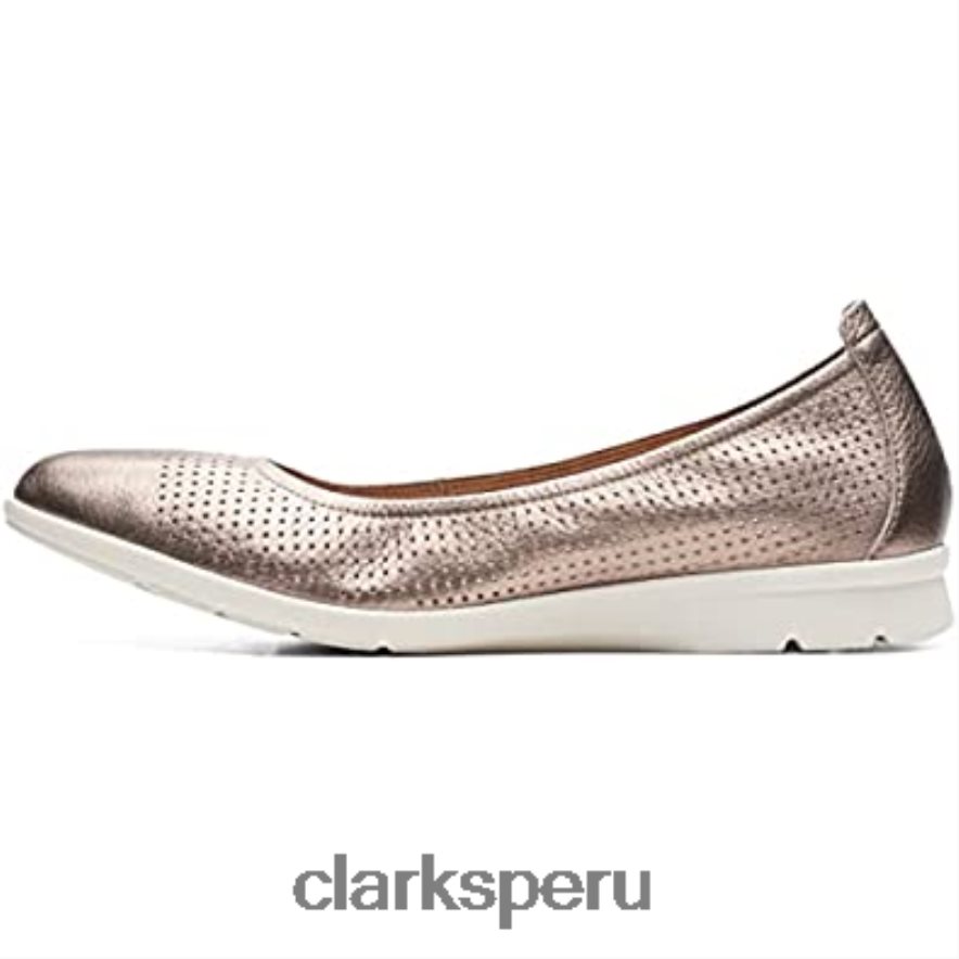 Clarks Jenette Easy, bailarinas de piel metalizada para mujer mujer Clarks 40N4LX2394