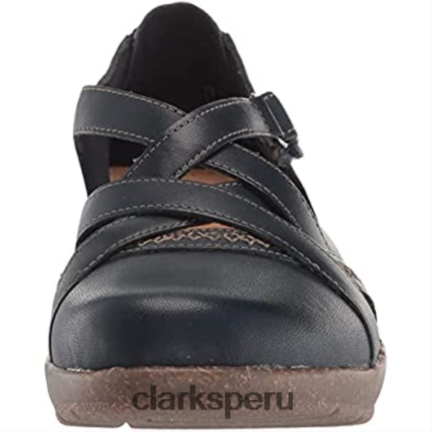 Merceditas Clarks Roseville Step para mujer de piel azul marino mujer Clarks 40N4LX2858 cuero azul marino