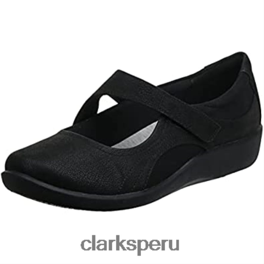 Merceditas Clarks Sillian Bella para mujer, color negro plano mujer Clarks 40N4LX1218 negro