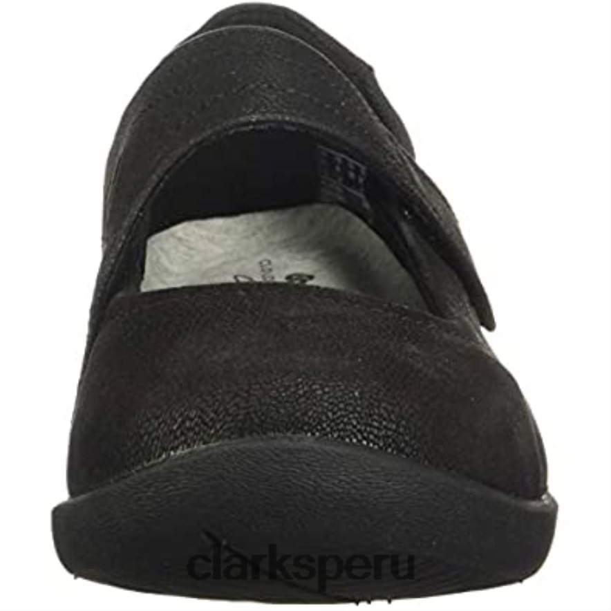 Merceditas Clarks Sillian Bella para mujer, color negro plano mujer Clarks 40N4LX1218 negro