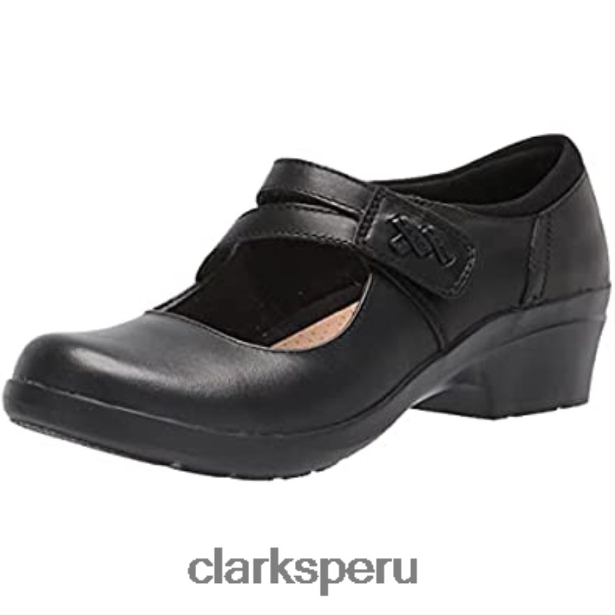 Merceditas clarks angie bell de mujer de piel negra mujer Clarks 40N4LX1995 cuero negro