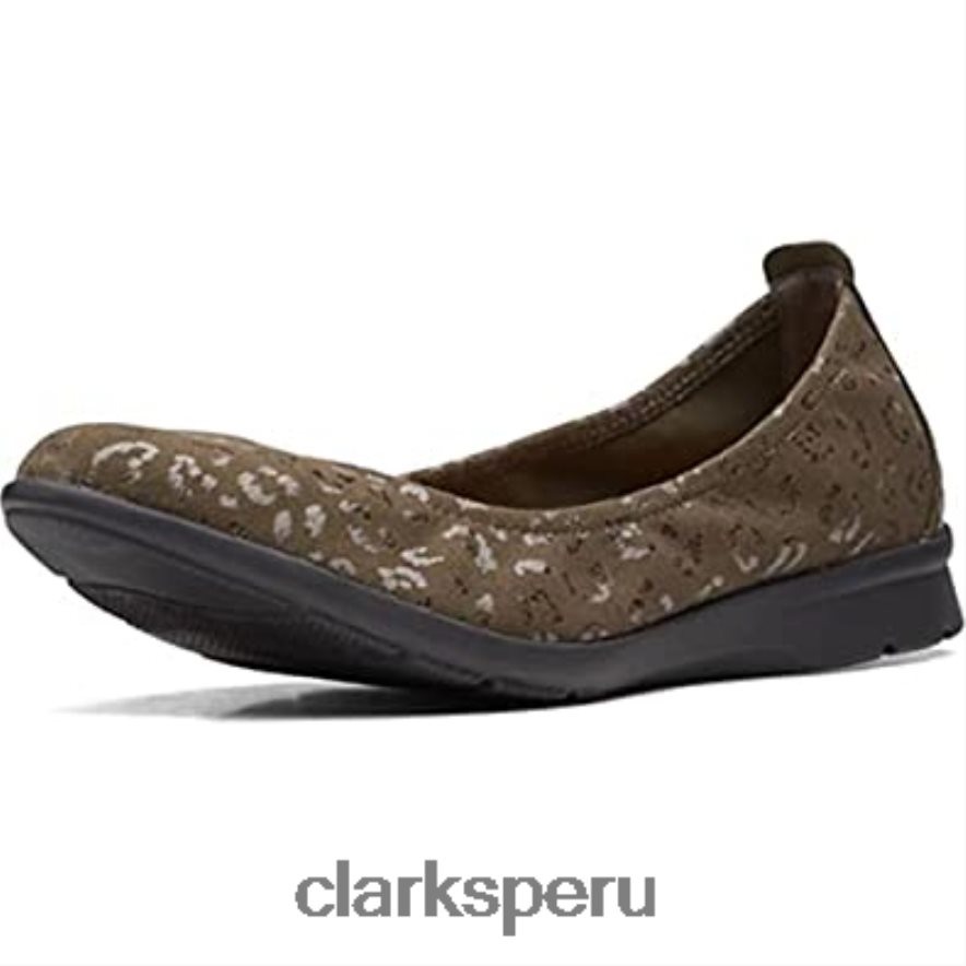 bailarinas de mujer jenette easy de tejido verde oliva clarks mujer Clarks 40N4LX252