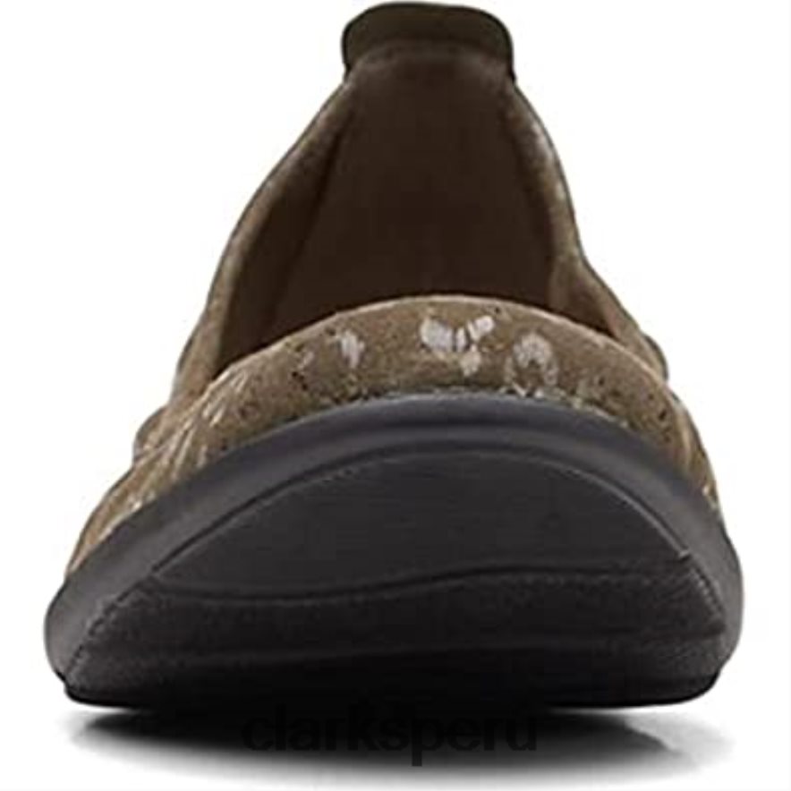 bailarinas de mujer jenette easy de tejido verde oliva clarks mujer Clarks 40N4LX252