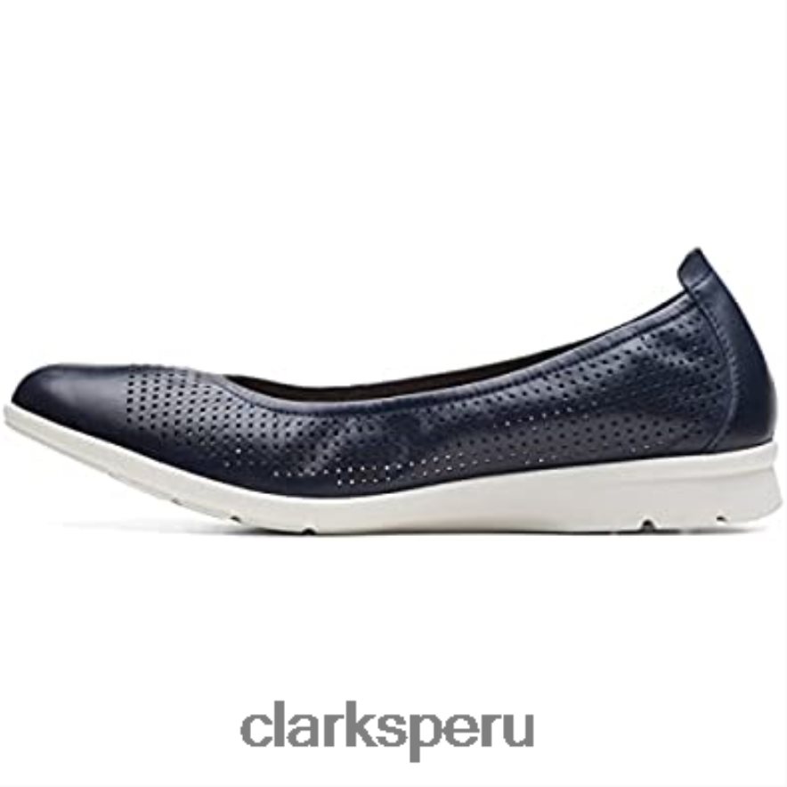 bailarinas jenette facilidad mujer clarks azul marino cuero mujer Clarks 40N4LX1391
