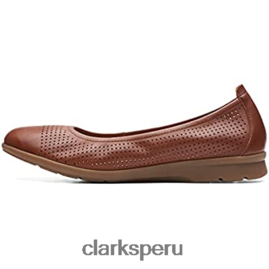 clarks jenette facilidad bailarinas de mujer de cuero tostado mujer Clarks 40N4LX1924
