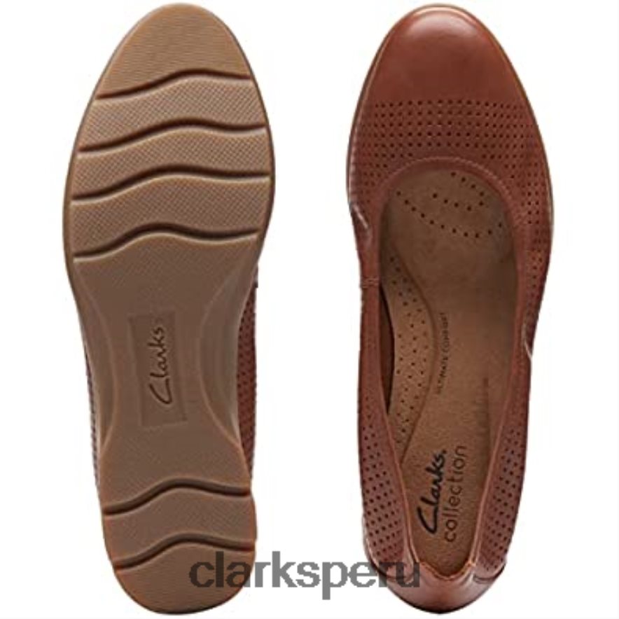 clarks jenette facilidad bailarinas de mujer de cuero tostado mujer Clarks 40N4LX1924