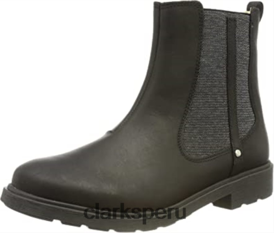 Botas chelsea clarks astrol ork de piel negra para niña niños Clarks 40N4LX2969 cuero negro