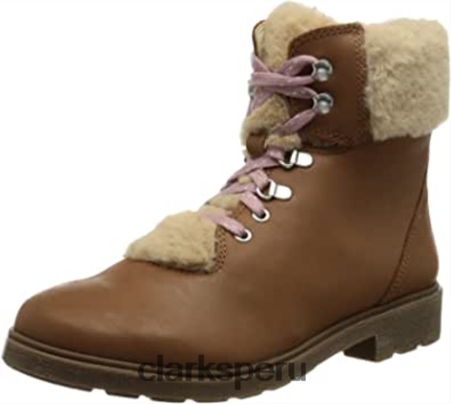 Botas de nieve Clarks Astrol Hiker K para niña de cuero tostado niños Clarks 40N4LX2186 cuero marrón