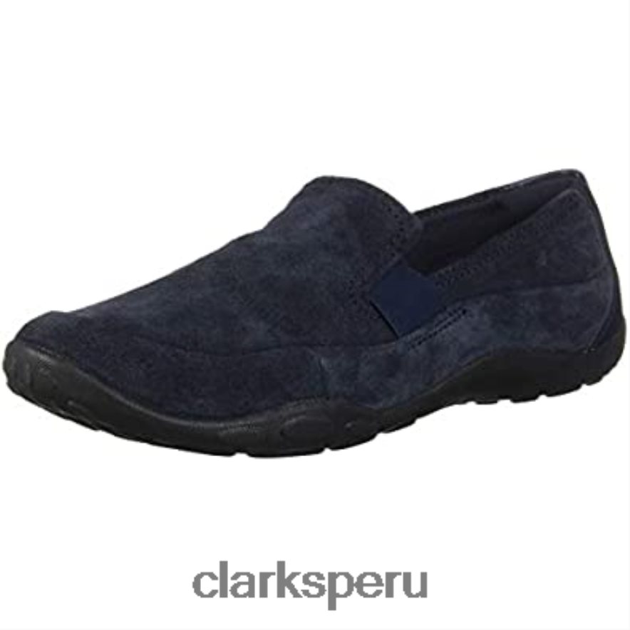 mocasín niña haley park ante azul marino flat clarks niños Clarks 40N4LX2260 gamuza azul marino