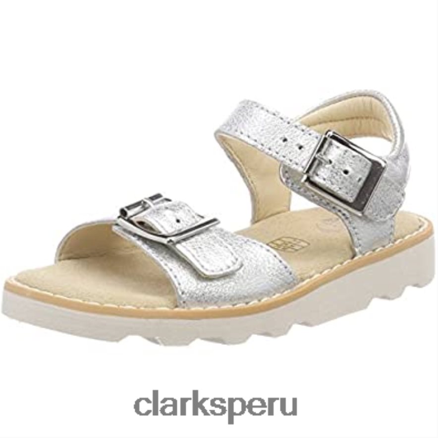 sandalias con tira trasera en forma de t para niña clarks silver leather niños Clarks 40N4LX1181 cuero plateado
