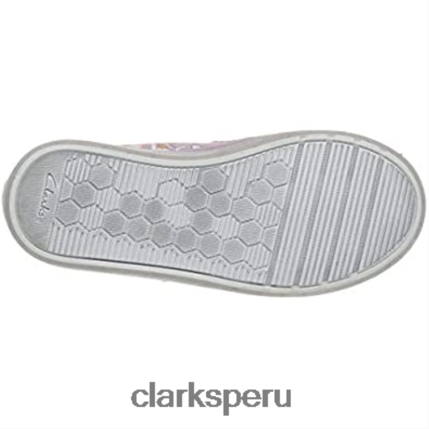 Zapatilla de niña con estampado foxing lona rosa clarks niños Clarks 40N4LX1870