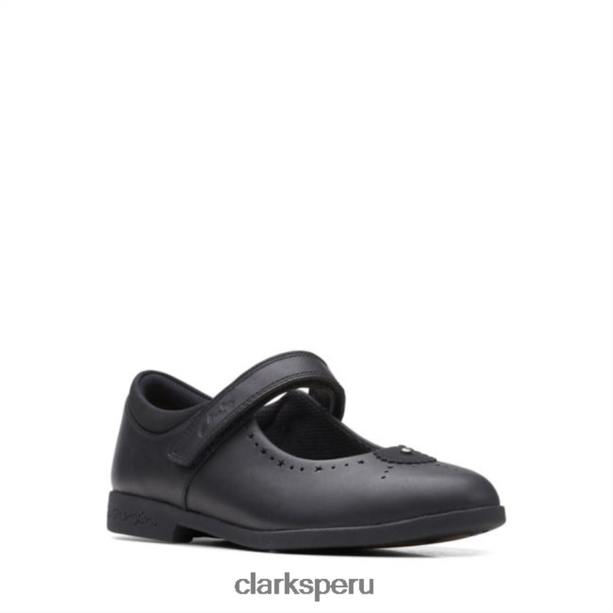 clarks barra mágica de cuero negro cuero negro antiguo niños Clarks 40N4LX5817 cuero negro