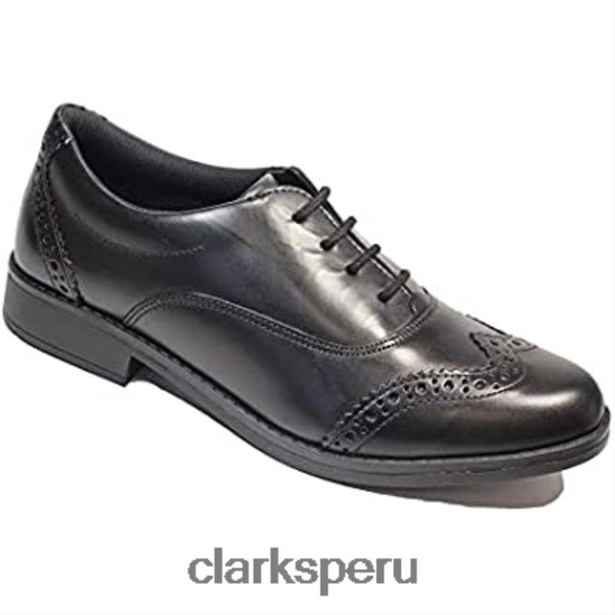 Zapatos escolares brogue para niña de cuero negro Clarks Aubrie Tap Youth negro niños Clarks 40N4LX41 negro
