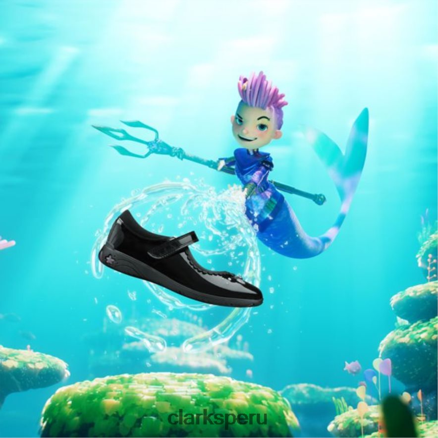 charol negro clarks sea shimmer niño charol negro niños Clarks 40N4LX5843 charol negro