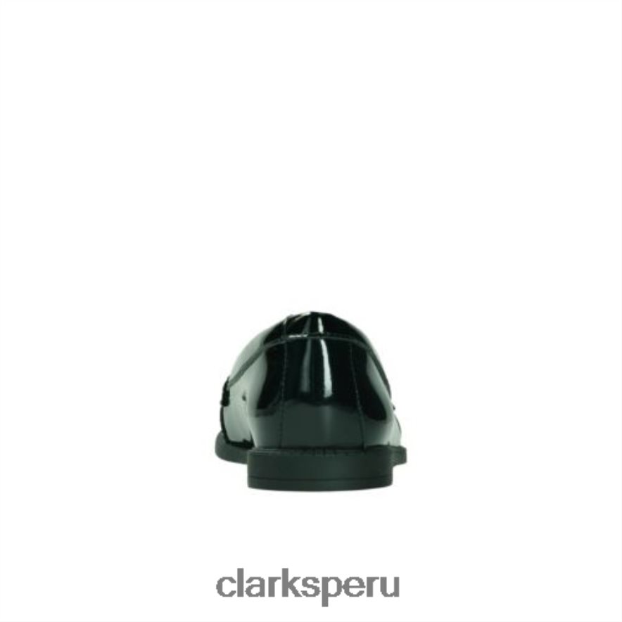 clarks black patent preppy premio jnr- f fit niños Clarks 40N4LX4649 charol negro