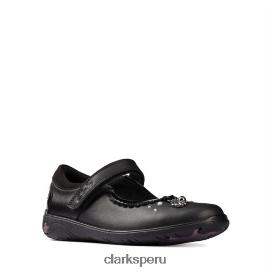 clarks sea shimmer niño cuero negro cuero negro niños Clarks 40N4LX5866 cuero negro