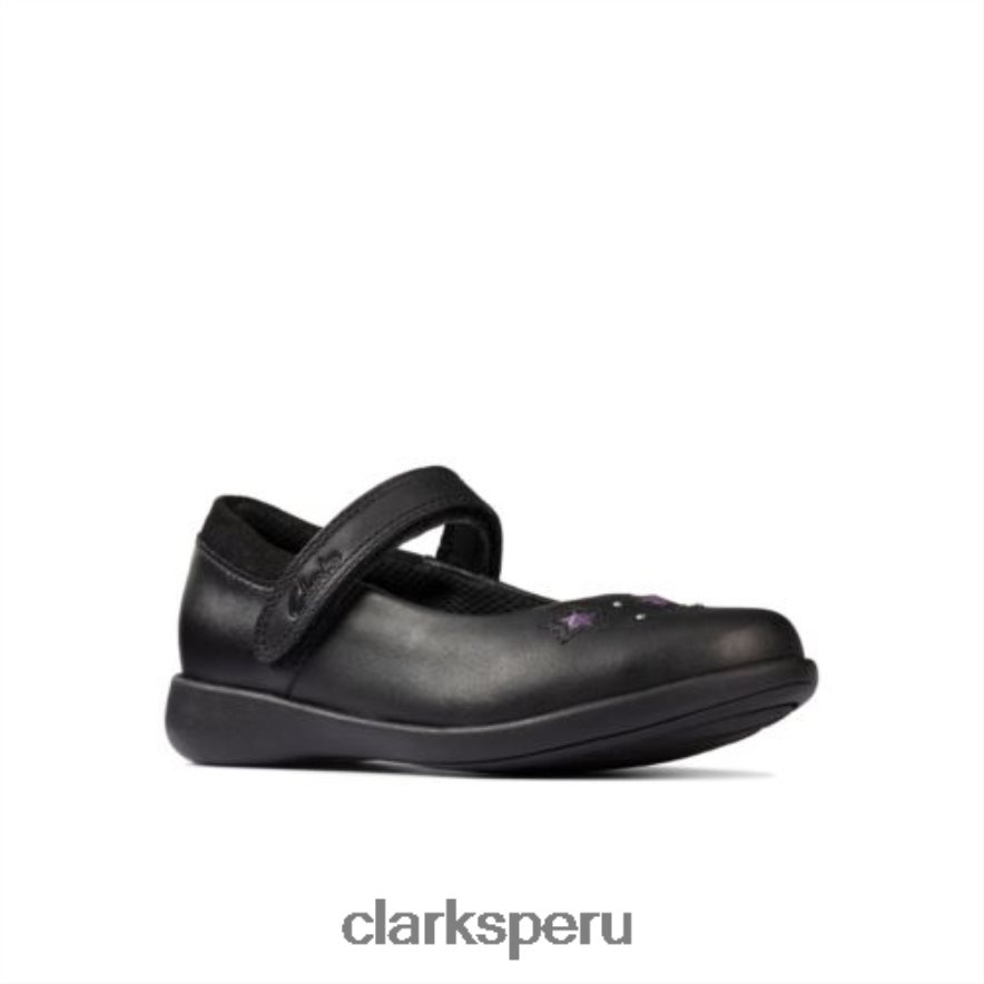 grabado brillante inf g fit clarks cuero negro niños Clarks 40N4LX4639 cuero negro