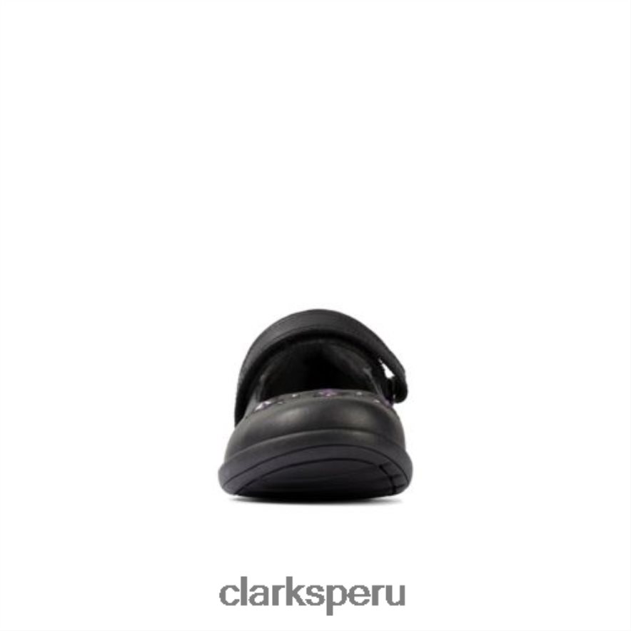 grabado brillante inf g fit clarks cuero negro niños Clarks 40N4LX4639 cuero negro