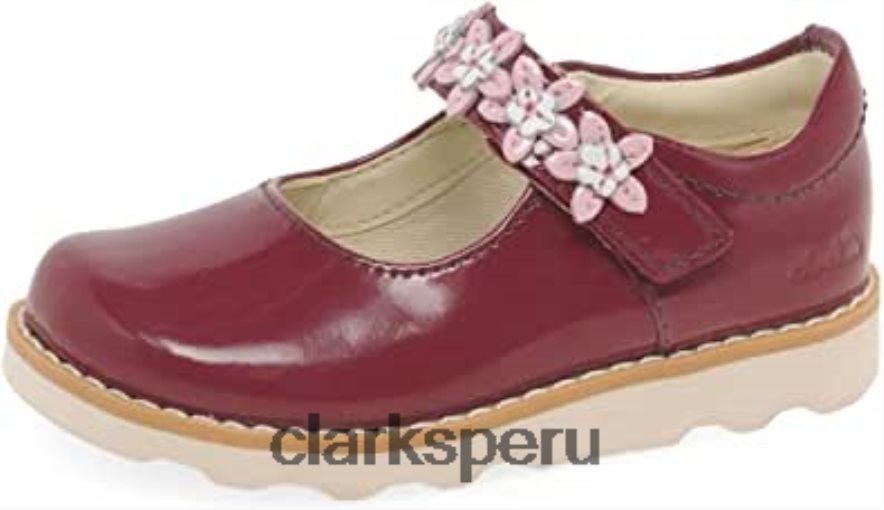 Clarks Crown Petal zapatos de cuero ceroso para niños pequeños cereza niños Clarks 40N4LX82