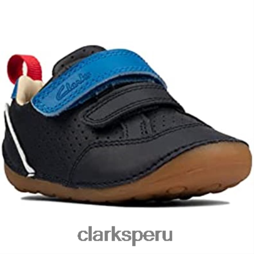 clarks ti ny sky zapatos de cuero para niños pequeños azul marino niños Clarks 40N4LX2762