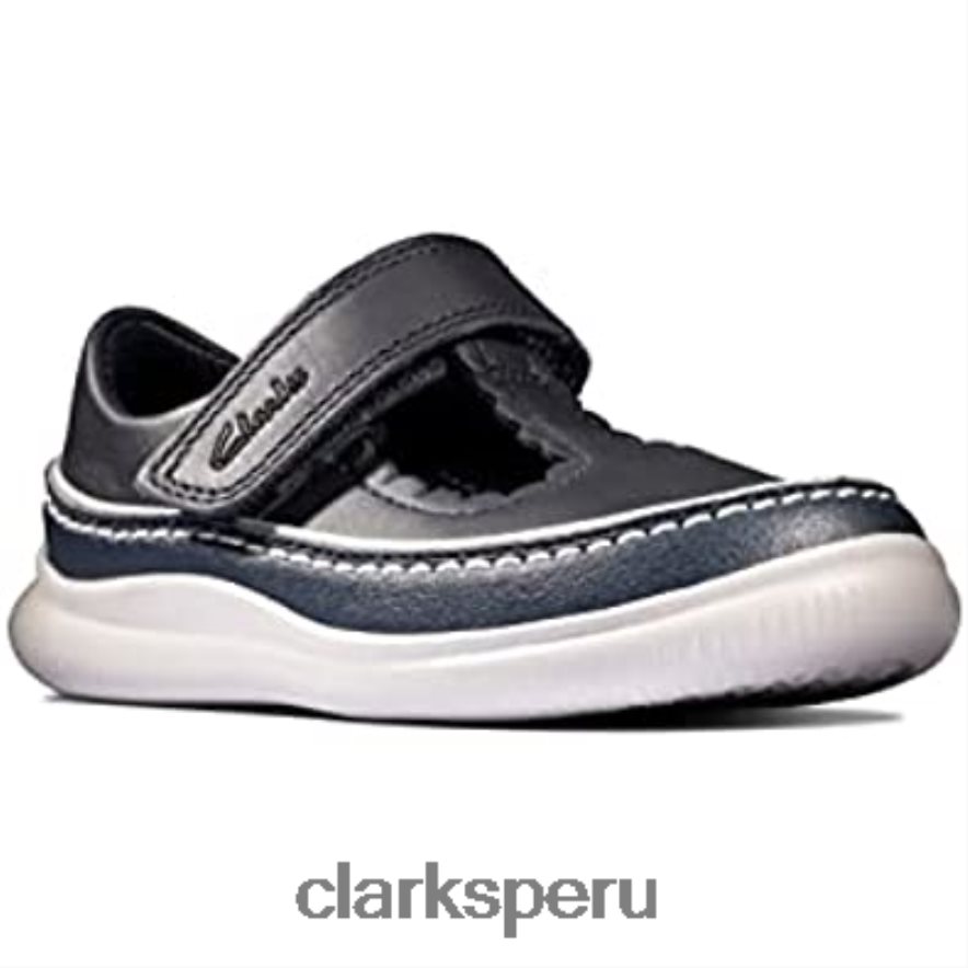 cresta cielo zapatos de cuero para niños azul marino clarks niños Clarks 40N4LX1276