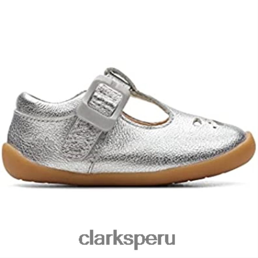 roamer star zapatos de cuero para niños pequeños clarks plateados niños Clarks 40N4LX1527
