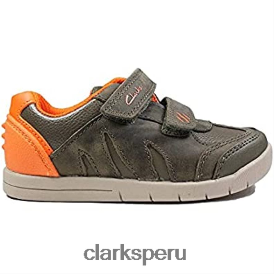 zapatos rex play para niño de cuero verde caqui con cinta adhesiva para niños clarks niños Clarks 40N4LX62