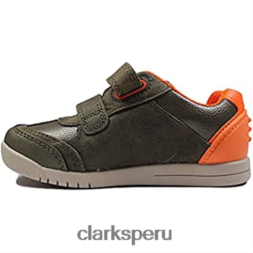 zapatos rex play para niño de cuero verde caqui con cinta adhesiva para niños clarks niños Clarks 40N4LX62