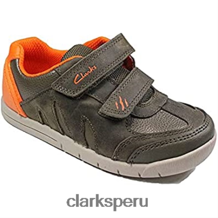 zapatos rex play para niño de cuero verde caqui con cinta adhesiva para niños clarks niños Clarks 40N4LX62