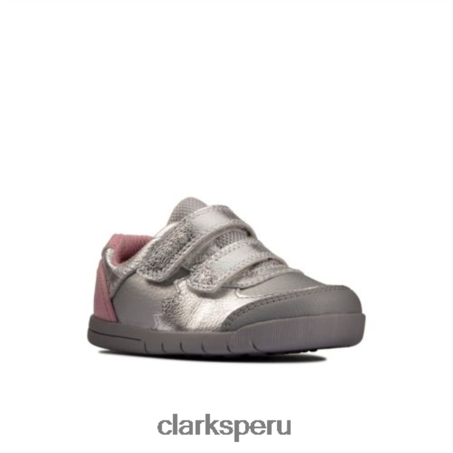 clarks rex quest fst h fit cuero plateado niños Clarks 40N4LX4600 cuero plateado