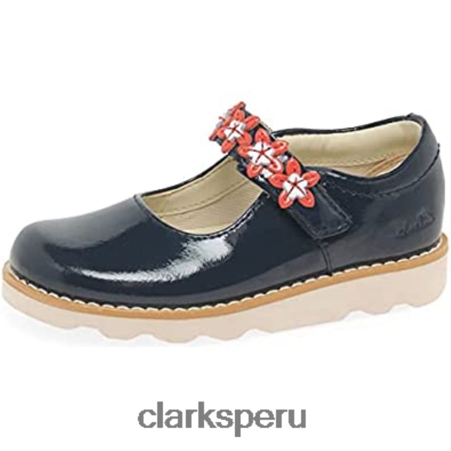Zapatos Clarks Crown Petal de cuero encerado para niño azul marino niños Clarks 40N4LX200