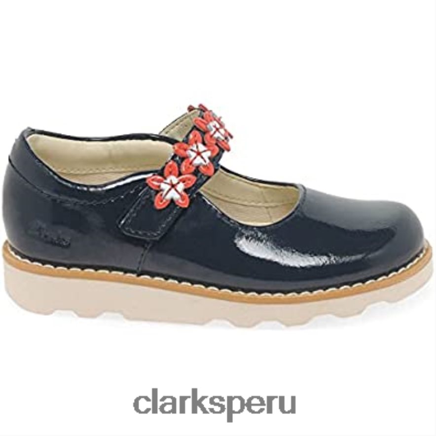Zapatos Clarks Crown Petal de cuero encerado para niño azul marino niños Clarks 40N4LX200