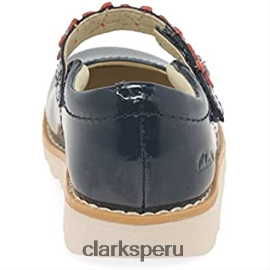 Zapatos Clarks Crown Petal de cuero encerado para niño azul marino niños Clarks 40N4LX200