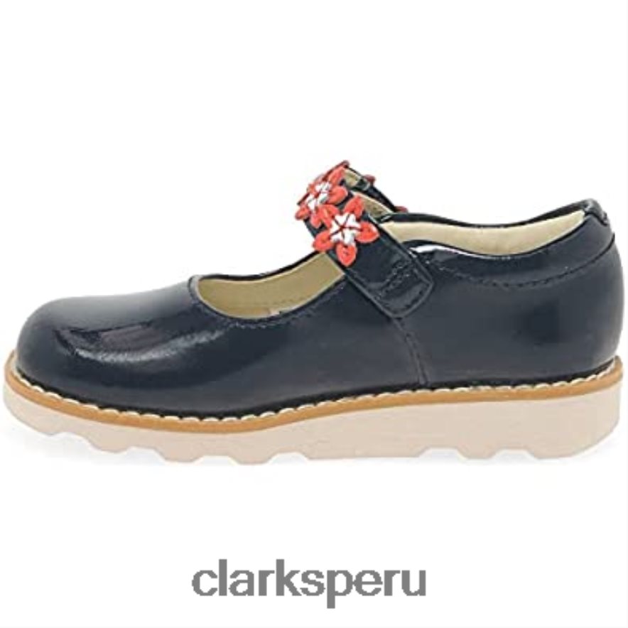 Zapatos Clarks Crown Petal de cuero encerado para niño azul marino niños Clarks 40N4LX200