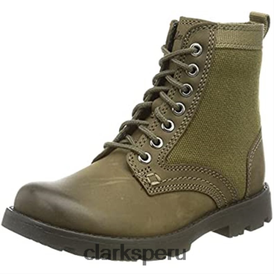 Botas clarks heath chard t de media pantorrilla para niño de cuero caqui niños Clarks 40N4LX1458 cuero caqui
