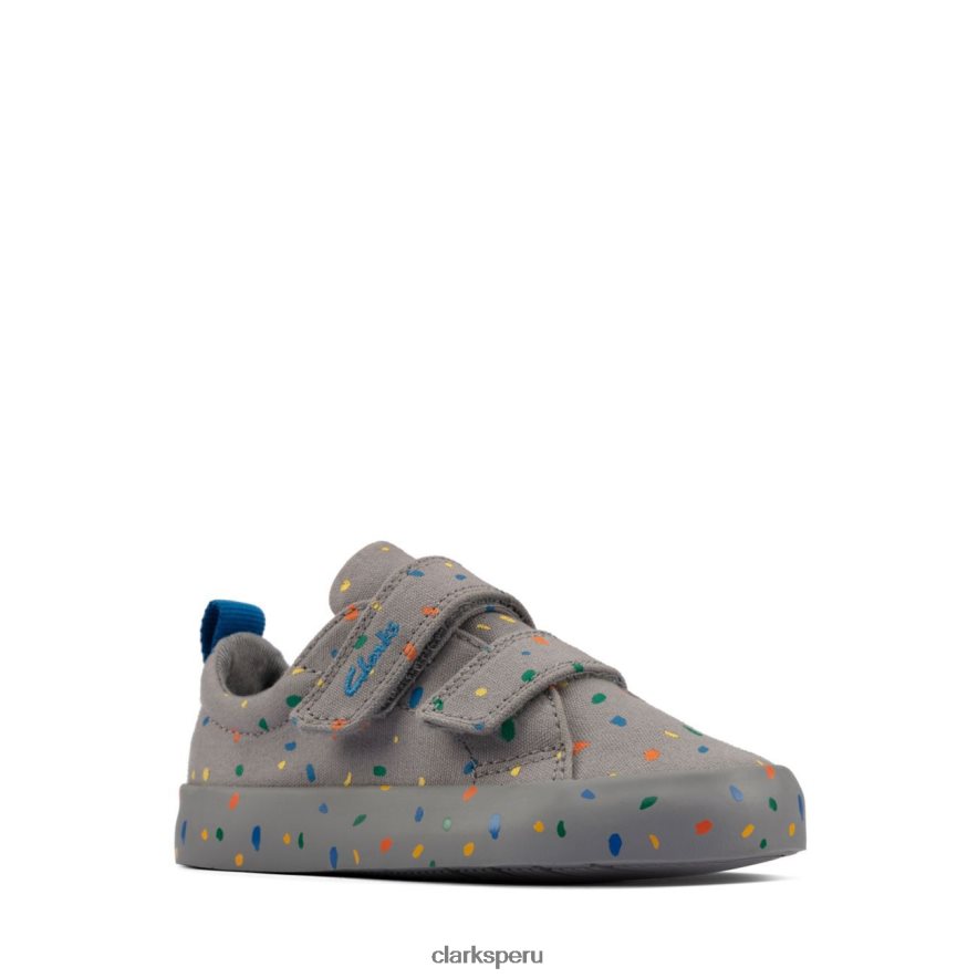 foxing print t clarks lona gris niños Clarks 40N4LX3813 lona gris