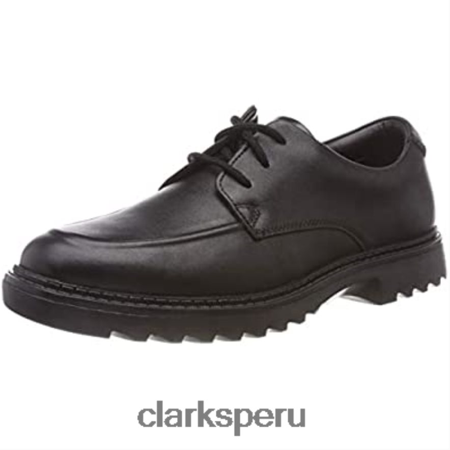 clarks black boy's asher grove derbis niños Clarks 40N4LX1889 cuero negro cuero negro