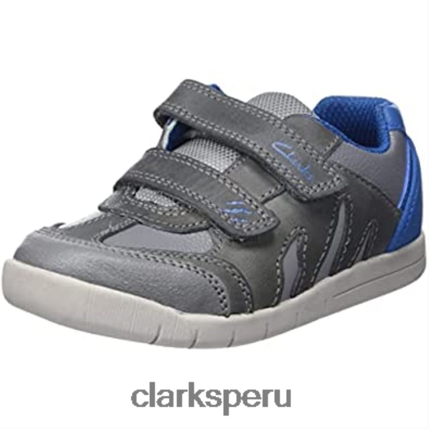 Zapatilla Rex Play K para niño gris azul clarks niños Clarks 40N4LX1278 gris azul