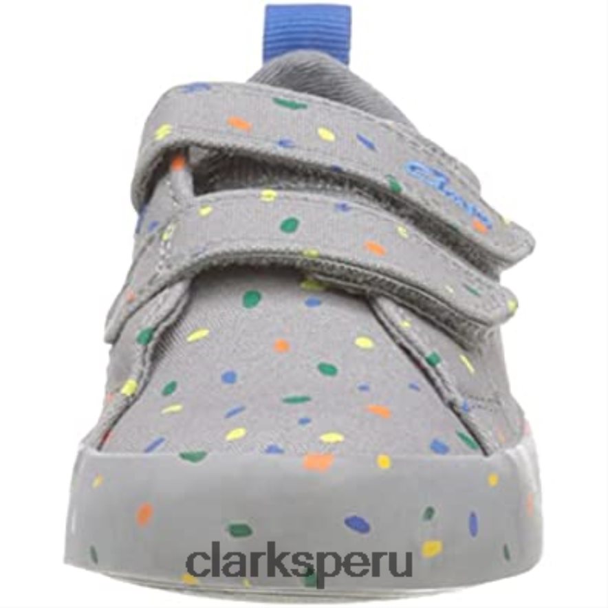 Zapatilla clarks foxing print k para niño lona gris niños Clarks 40N4LX226 lona gris