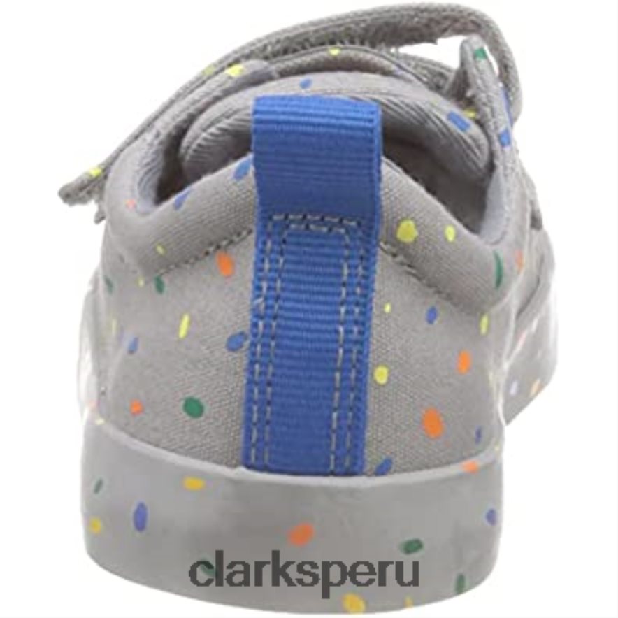 Zapatilla clarks foxing print k para niño lona gris niños Clarks 40N4LX226 lona gris