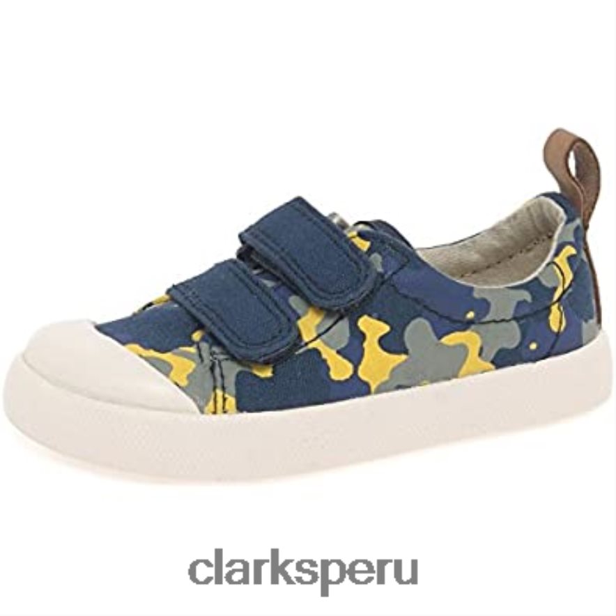 Clarks Halcy High zapatos de lona para niño, camuflaje azul marino niños Clarks 40N4LX259