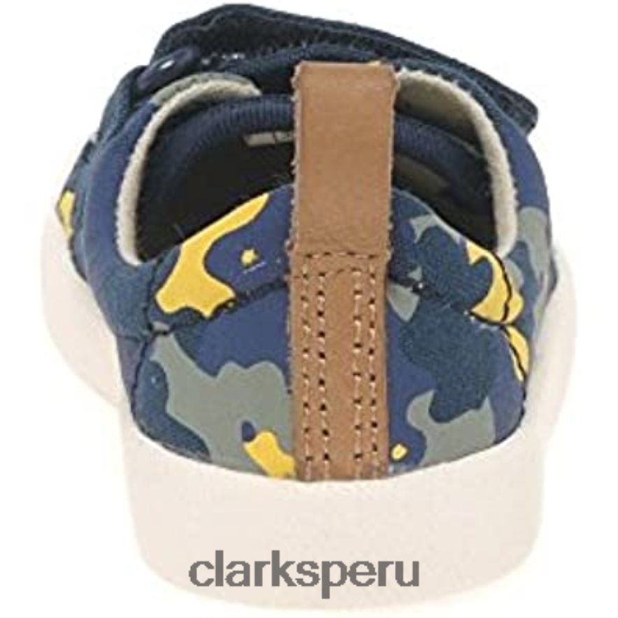 Clarks Halcy High zapatos de lona para niño, camuflaje azul marino niños Clarks 40N4LX259