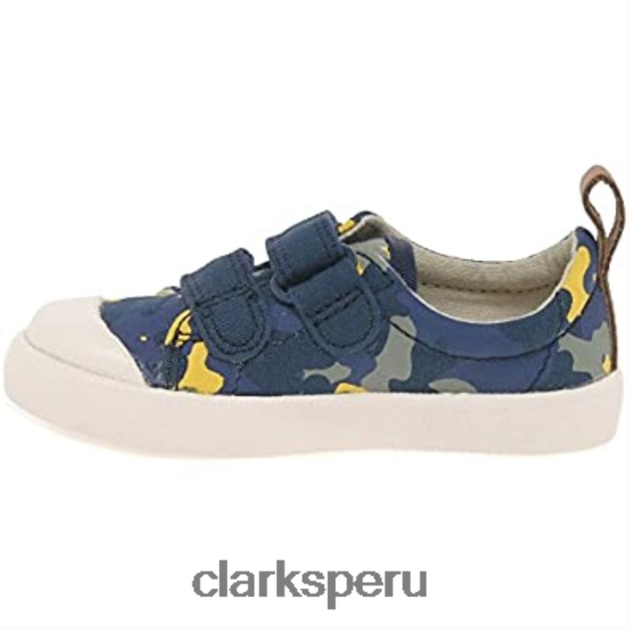 Clarks Halcy High zapatos de lona para niño, camuflaje azul marino niños Clarks 40N4LX259